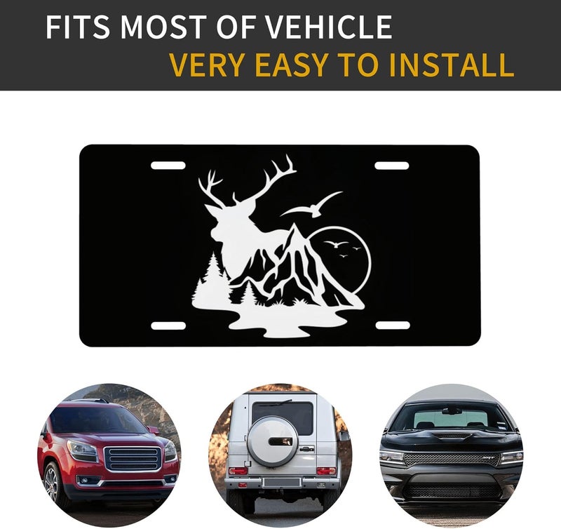 CTVSLFU Front License Plate Cover – Aluminum Metal Car Accessory, Rust-Proof Novelty Vanity Tag Decor for Men & Women, 6x12 with 4 Holes - Deer Mountain 009 - Image 4